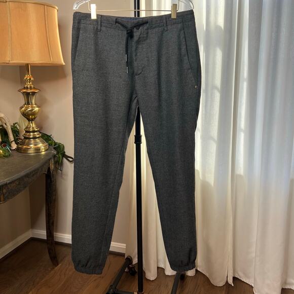 Massimo Dutti Men's Heather Navy Wool Blended Trouser Jogger Fit Size 32 - Picture 1 of 8